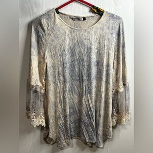 Origami Elegant Lace Trim Women's Blouse